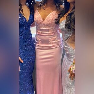 Faviana Elegant Pink Satin Gown #prom